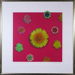 Arjan van Arendonk - Zeefdruk, Floating flowers I - Ingelijst verkocht voor € 35!