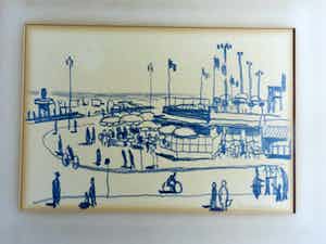 Herman Berserik - (1921-2002) Potloodtekening - studie Scheveningen verkocht voor € 125!
