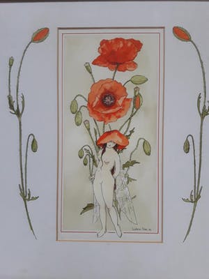 Greetje Korne - Faber - Gevleugelde vrouw met klaprozen. kopen? Bied vanaf 35!