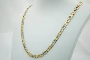 22 - Fors  14 krt bicolor gouden Fantasie collier - platte schakel - 60cm lang kopen? Bied vanaf 1800!
