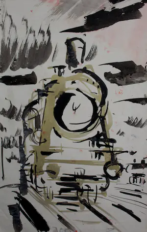 Jan Jordens - Aquarel: locomotief kaufen? Bieten Sie von 100!
