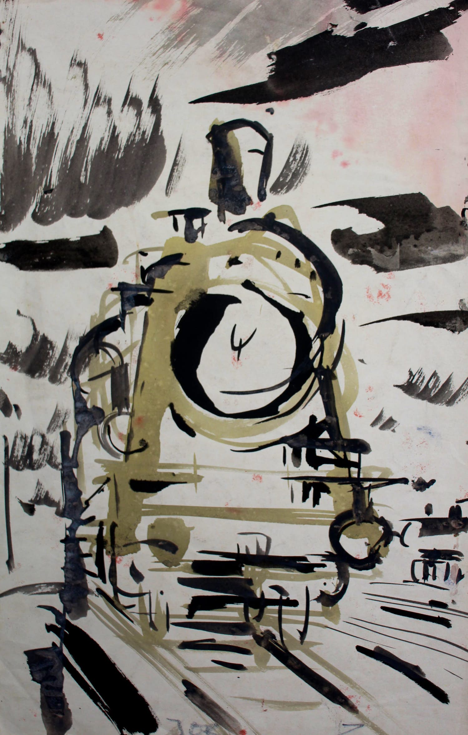 Jan Jordens - Aquarel: locomotief verkocht voor € 100!