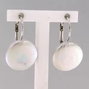 18k witgouden oorhangers bezet met parelmoer - 4.3 gram kopen? Bied vanaf 375!