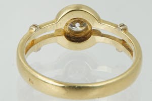 1295 - Aparte 18 krt geel-goud & diamanten dames ring - 0.25ct G / VS kopen? Bied vanaf 190!