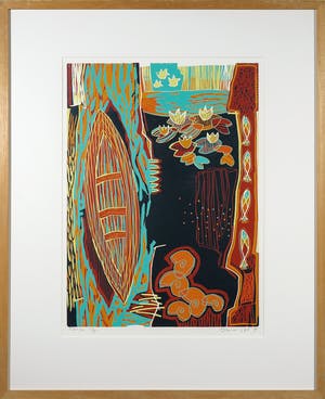 Diana van Hal - Linosnede, Delta - Ingelijst kopen? Bied vanaf 1!