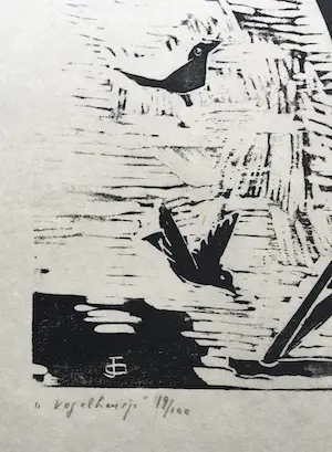 Jeanne Bieruma Oosting - linosnede - Vogelhuisje kopen? Bied vanaf 365!