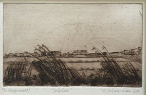 Ronald J. Schuurman - 'Lelystad' & 'Bruggetje' | set van 2 etsen (1x droge naald) - in sepia tint kopen? Bied vanaf 65!