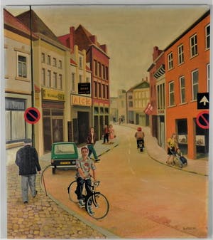 Niet of onleesbaar gesigneerd - BATES -Naïef geschilderde Bloemenmarkt Roosendaal 2 kopen? Bied vanaf 1!