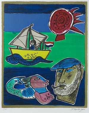 Corneille - Zeefdruk, La chant de la sirène - Ingelijst kopen? Bied vanaf 1!