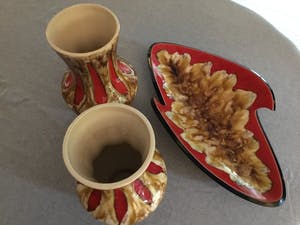Vallauris Keramiek - Paul BAUDIN - Vintage - 2 Vazen en fruitschaal kopen? Bied vanaf 20!