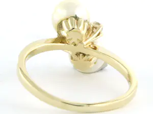 14k geelgouden slagring met parel en briljant geslepen diamant 0.10ct - rm 17.5 kopen? Bied vanaf 220!