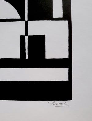 Cesar Domela - Geometrisch abstract landschap, zeefdruk kopen? Bied vanaf 115!