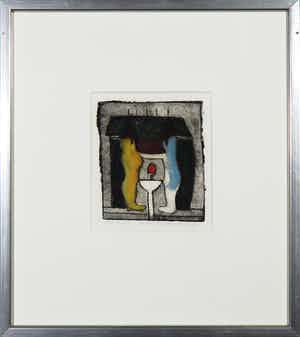 Michel van Overbeeke - Kleurenets, Zonder titel - Ingelijst verkocht voor € 35!