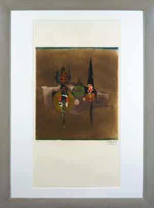 Johnny Friedlaender - Kleurenets, Zonder titel - Ingelijst verkocht voor € 50!