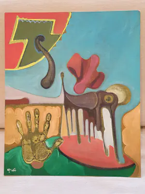 Frans de Wit - Surrealistisch schilderij 'De Hand' - circa 1960 kopen? Bied vanaf 175!