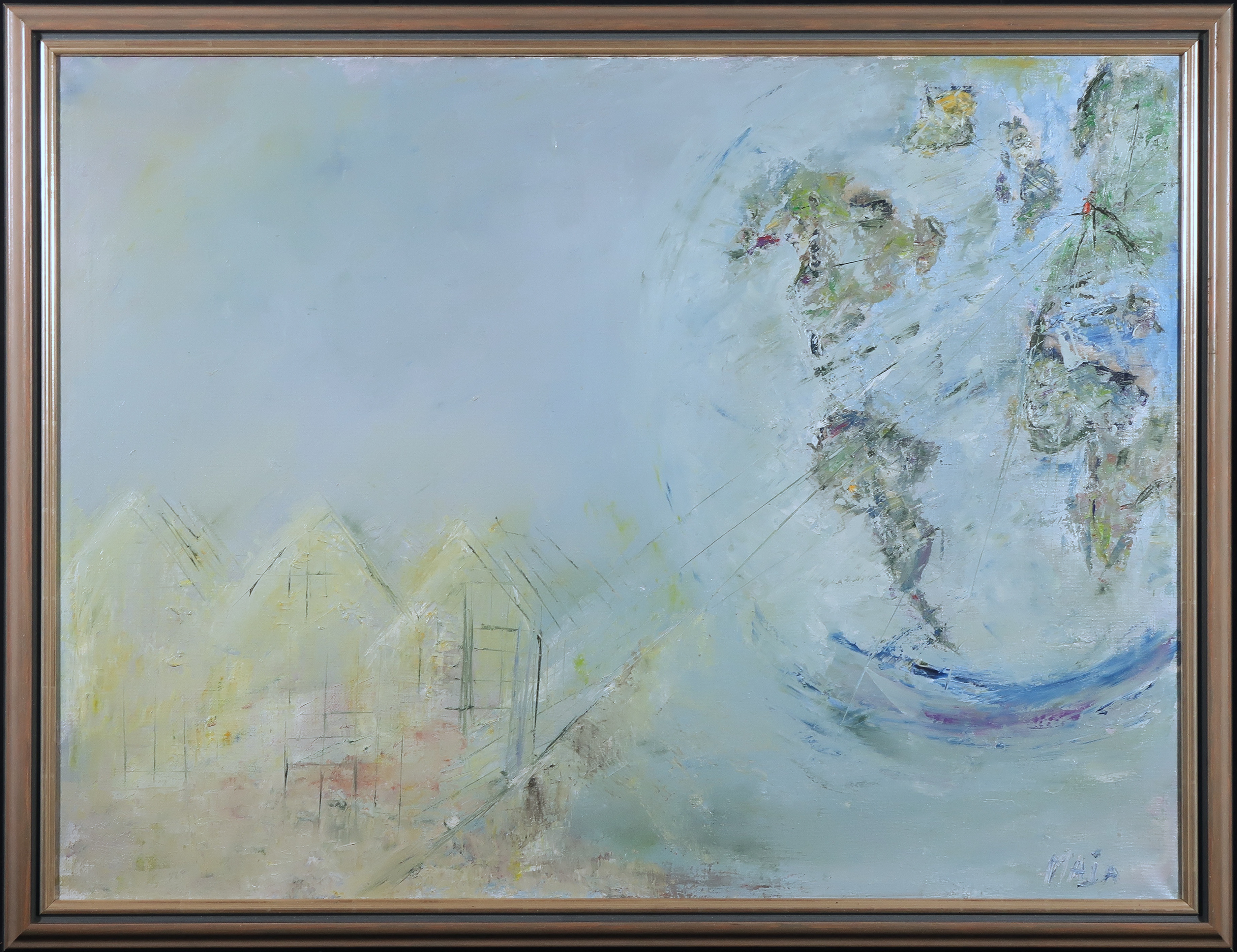 Niet of onleesbaar gesigneerd - Olieverf op doek, Wereldbol - Ingelijst kopen? Bied vanaf 1!