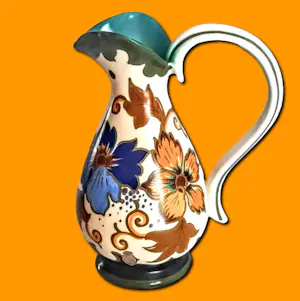 Plateelbakkerij Zuid-Holland - Keramikkrug Keramikvase Art Deco Modell 4812 Dekor "Godelin" 50er Jahre kaufen? Bieten Sie von 60!