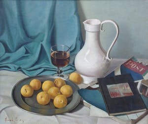 Henk Bos - C1016 - Stilleven met witte kan en wijnglas kopen? Bied vanaf 250!