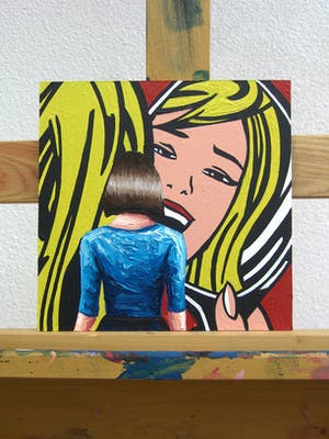 Gerard Boersma - Girl With Mirror (Vrouw kijkend naar schilderij van Roy Lichtenstein) kopen? Bied vanaf 100!