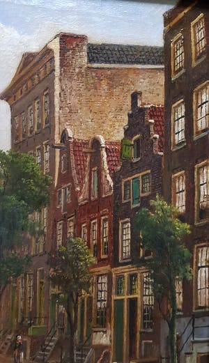 Oene Romkes de Jongh - zicht op Groenburgwal en Zuiderkerk te Amsterdam. kopen? Bied vanaf 1995!