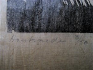 Niet of onleesbaar gesigneerd - Fraaie 1930 gesigneerde Houtsnede "Houtzaagmolen de Nagtegaal Dordrecht" kopen? Bied vanaf 1!