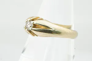 Fraaie  geel-gouden (14 krt) & diamanten (ca. 0.40ct) H/VS unisex solitair-ring kopen? Bied vanaf 470!