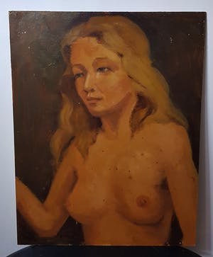 Niet of onleesbaar gesigneerd - Een vrouw naakt portretje kopen? Bied vanaf 1!