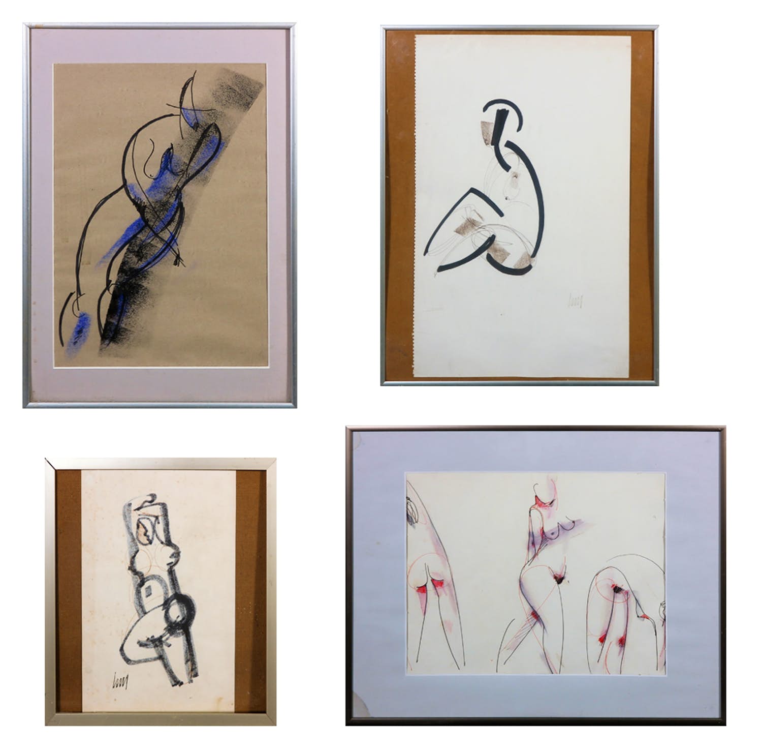 Menno Meijer - Lot van vier ingelijste originele werken op papier kopen? Bied vanaf 1!