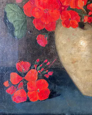 Marie Becht - Bloemstilleven geraniums in vaas kopen? Bied vanaf 225!