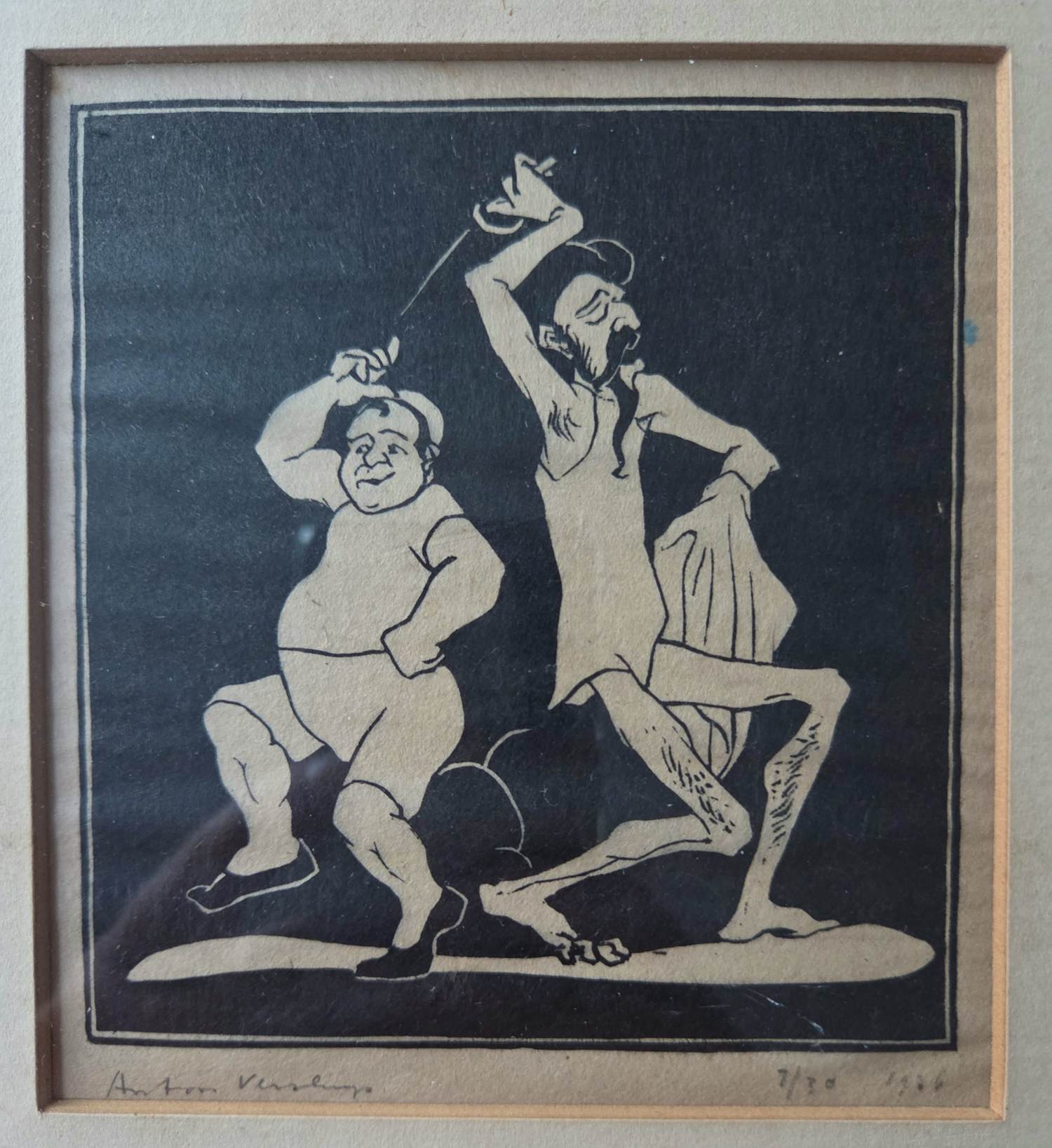 Anton Versluijs - Twee figuren. Mogelijk Don Quichote. 1936.. kopen? Bied vanaf 49!