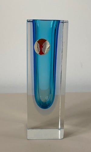 Flavio Poli - Vintage Lichtblauwe Mandruzzato glazen vaas kopen? Bied vanaf 50!