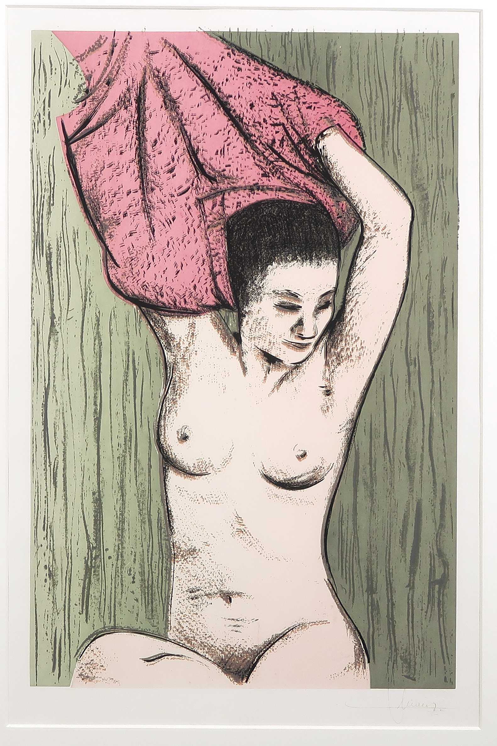 Niet of onleesbaar gesigneerd - Zeefdruk, Vrouwelijk naakt - Ingelijst kopen? Bied vanaf 1!