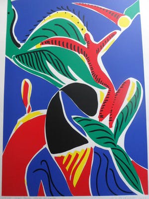 Yolande Brouwers - Zeefdruk. Titel, "Dans tussen hemel en aarde". kopen? Bied vanaf 30!