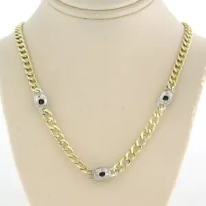 14k bicolour gouden collier met saffier en diamant 0.03 ct - 44 cm kopen? Bied vanaf 340!