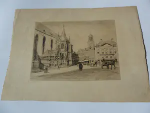 Waalko Jans Dingemans (sr.) - Ets. Een stadsplein in Zwolle met boerensjees . kaufen? Bieten Sie von 30!
