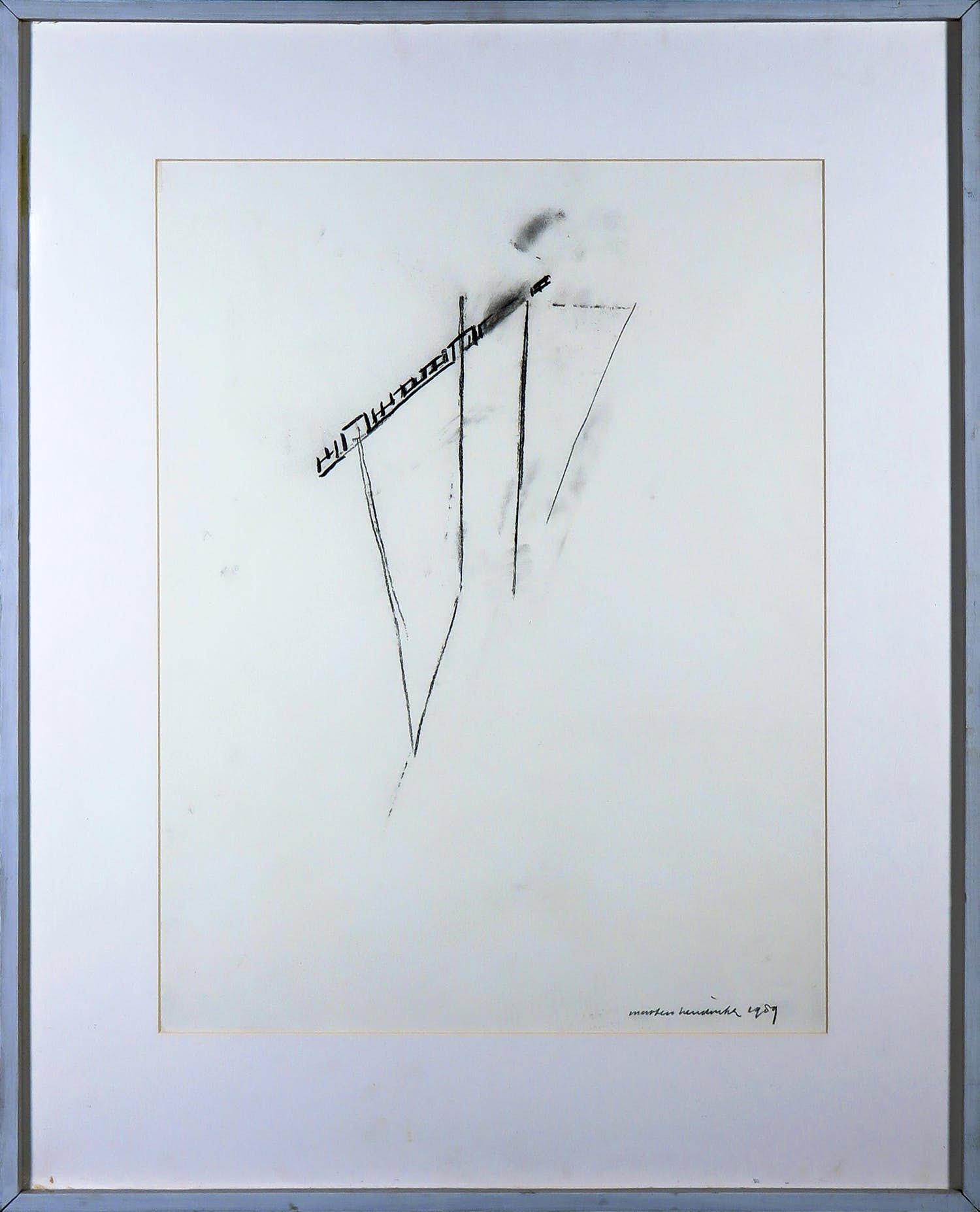 Marten Hendriks - Houtskooltekening, Zonder titel - Ingelijst verkocht voor € 80!