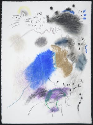 Jef Diederen - Vetkrijt op papier, Abstracte compositie kopen? Bied vanaf 1!
