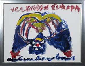Anton Heyboer - Acryl op doek, Verenigd Europa - Ingelijst (Groot) verkocht voor € 400!