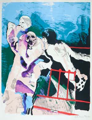 Kees van Bohemen - Zeefdruk, Compositie met drie figuren verkocht voor € 80!