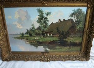 Johan Hendrik Kaemmerer - Olieverf op doek , Boerderij met geit – ingelijst , 70 x 100 cm kopen? Bied vanaf 200!