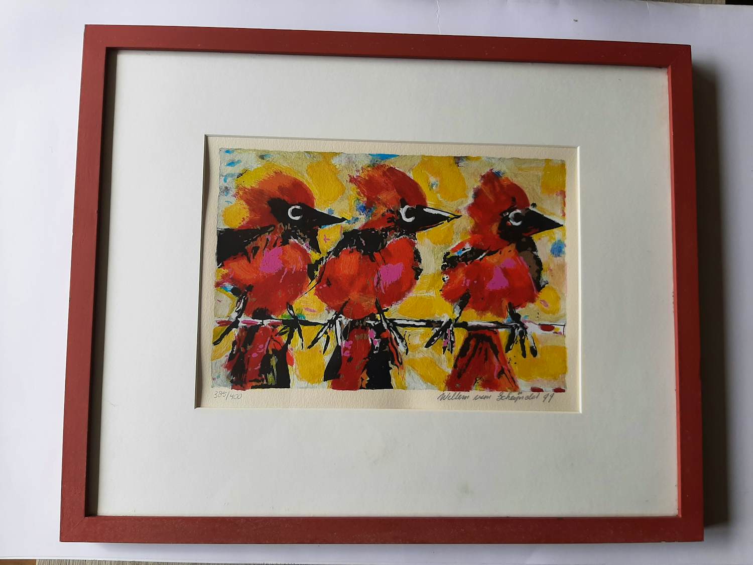 Willem van Scheijndel - Zeefdruk, titel 3 vogeltjes. kopen? Bied vanaf 40!