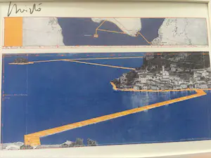 Christo - FLOATING PIERS - MET KADER - INCLUSIEF STUKJE STOF kopen? Bied vanaf 150!
