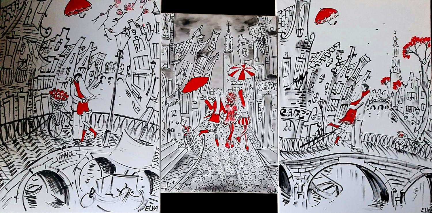 Elva Polyakova - In Amsterdam x 3 painting's verkocht voor € 10!