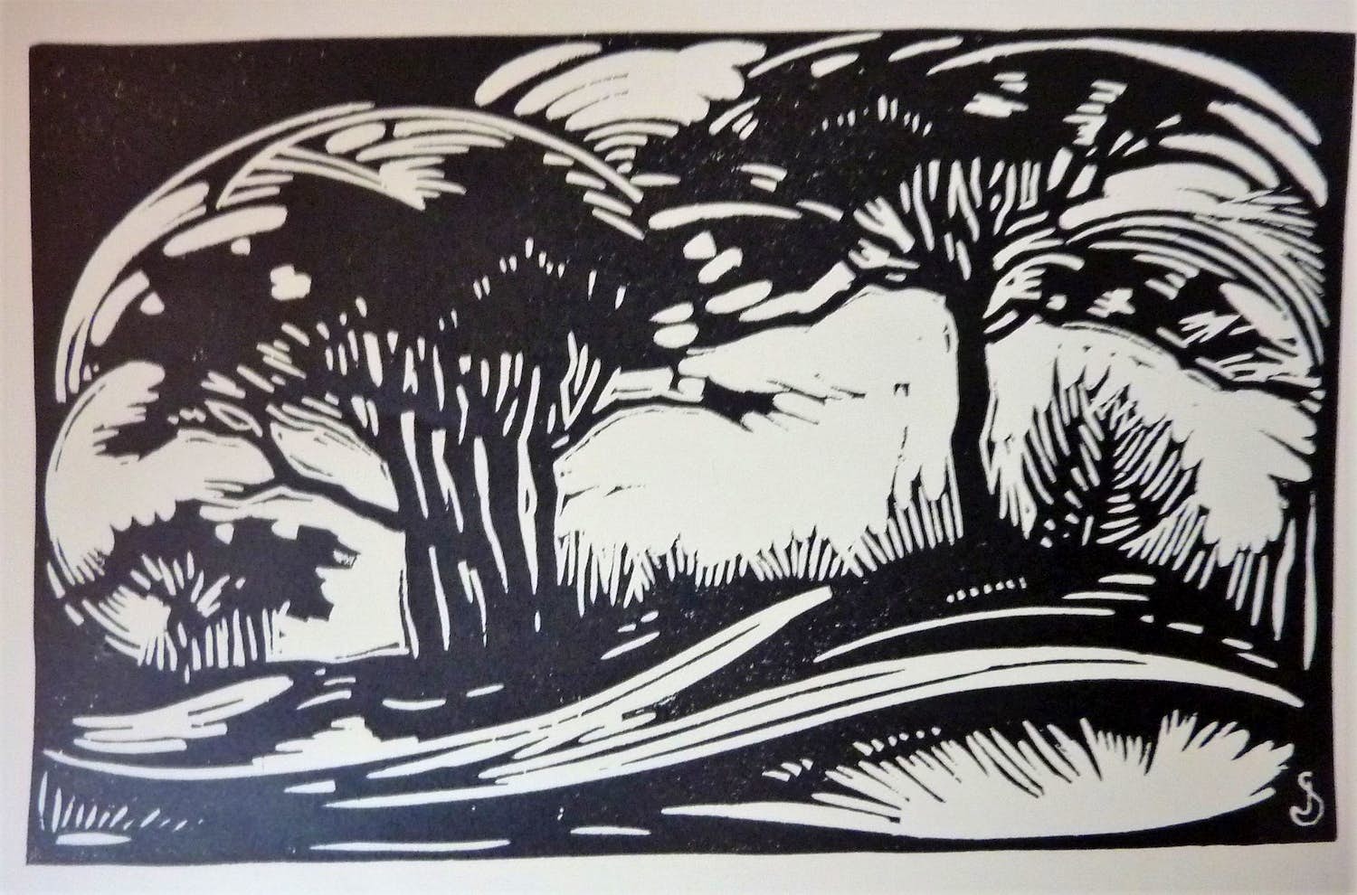 Jan Schonk - Houtsnede "Bilderberg" 1926 verkocht voor € 30!