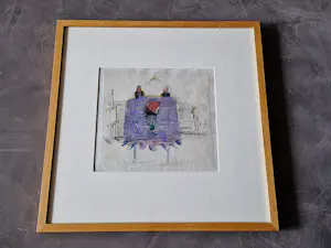 Jan Kuiper - Galerie Petit - gemengde techniek op stof "voor Dobs en Theo" - gesigneerd kopen? Bied vanaf 46!