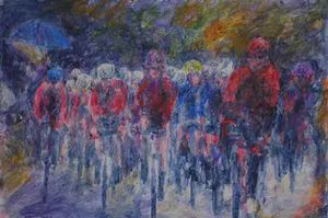 Paul Nieuwendijk - Wielrenners in de regen. kopen? Bied vanaf 80!