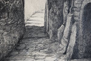 Jean Dulieu - Assisi 1984 - potloodtekening - fraai ingelijst kopen? Bied vanaf 195!