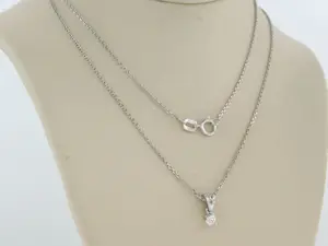 14k witgouden collier met Bolsjewiek geslepen diamant 0.09ct - 45cm kopen? Bied vanaf 220!