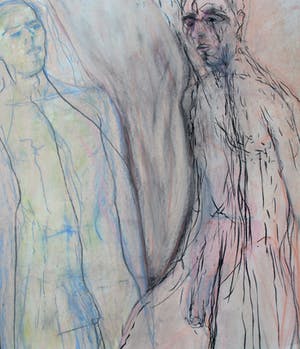 Hans Abbing - zeer grote krijttekening - 1995 kopen? Bied vanaf 325!