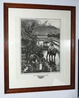 Hendrik Paulides - Javaanse sawah - zeldzame litho uit 1927 - prachtig zuurvrij ingelijst kopen? Bied vanaf 100!